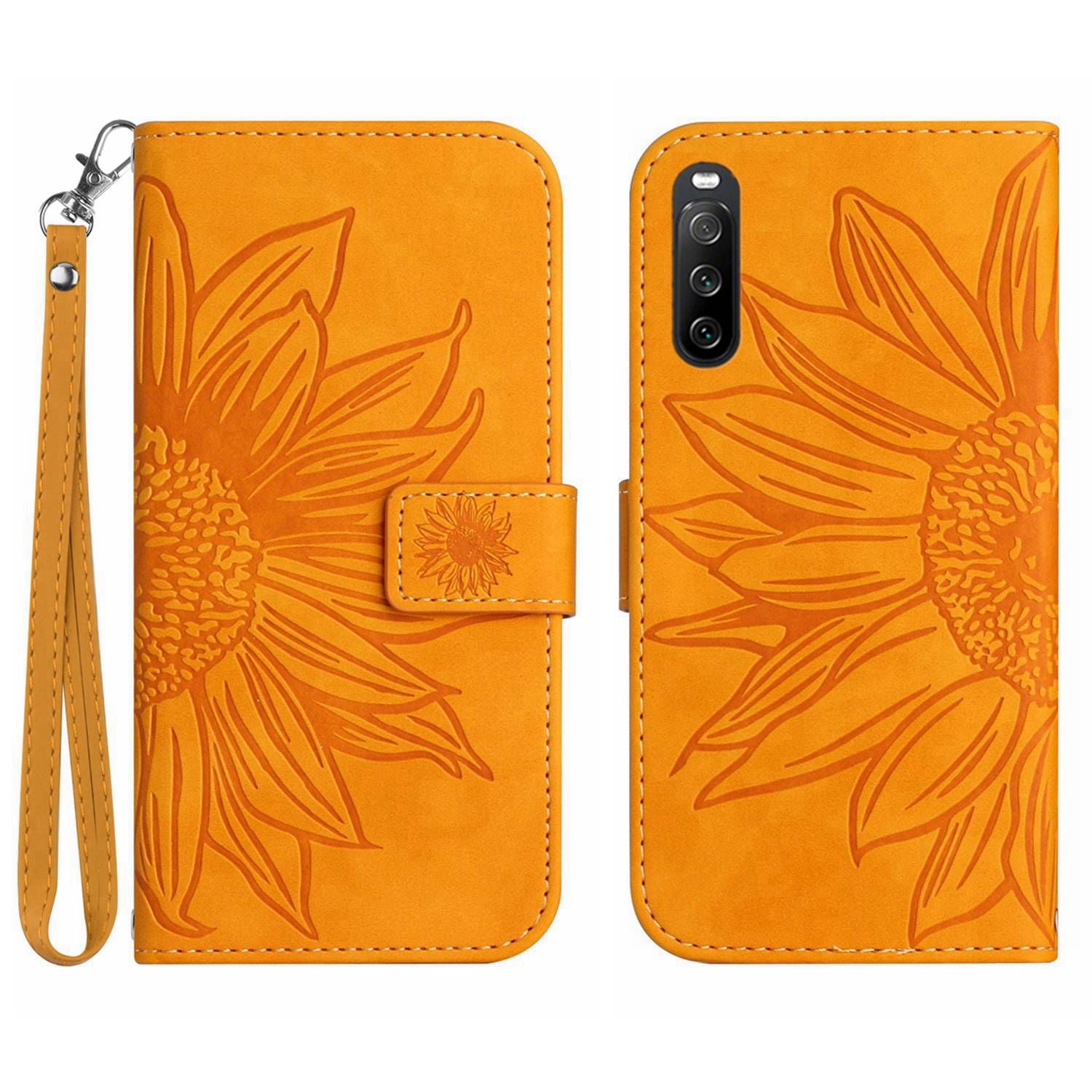 HT04 For Sony Xperia 10 VI Leather Case with Wrist Strap Sunflower Phone Cover HT04 For Sony Xperia 10 VI Leather Case with Wrist Strap Sunflower Phone Cover